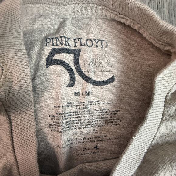 Pink Floyd 50th Dark Side of the Moon Graphic Tee Shirt Tan Medium Band Rock - Picture 3 of 6